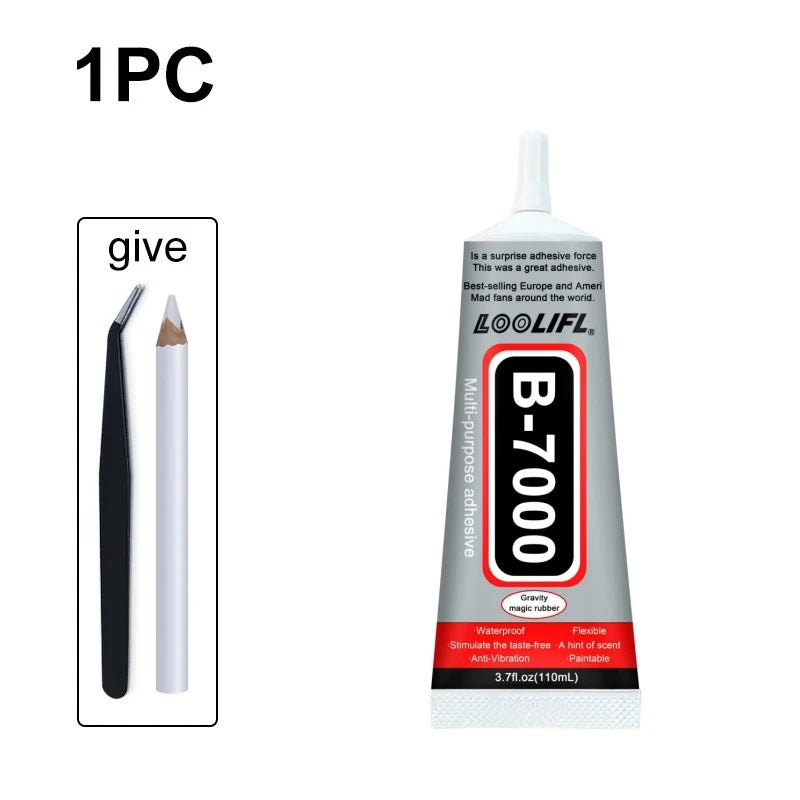 LOOLIFL B-7000 Multi-Purpose Adhesive 15ml, Flexible Waterproof Glue for Jewelry, Phone Repair & Crafts