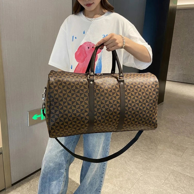 Fashion Retro Exquisite Geometric PU Large Capacity Travel Bags 2026 High Quality Classic Color Matching Shoulder Bags for Women