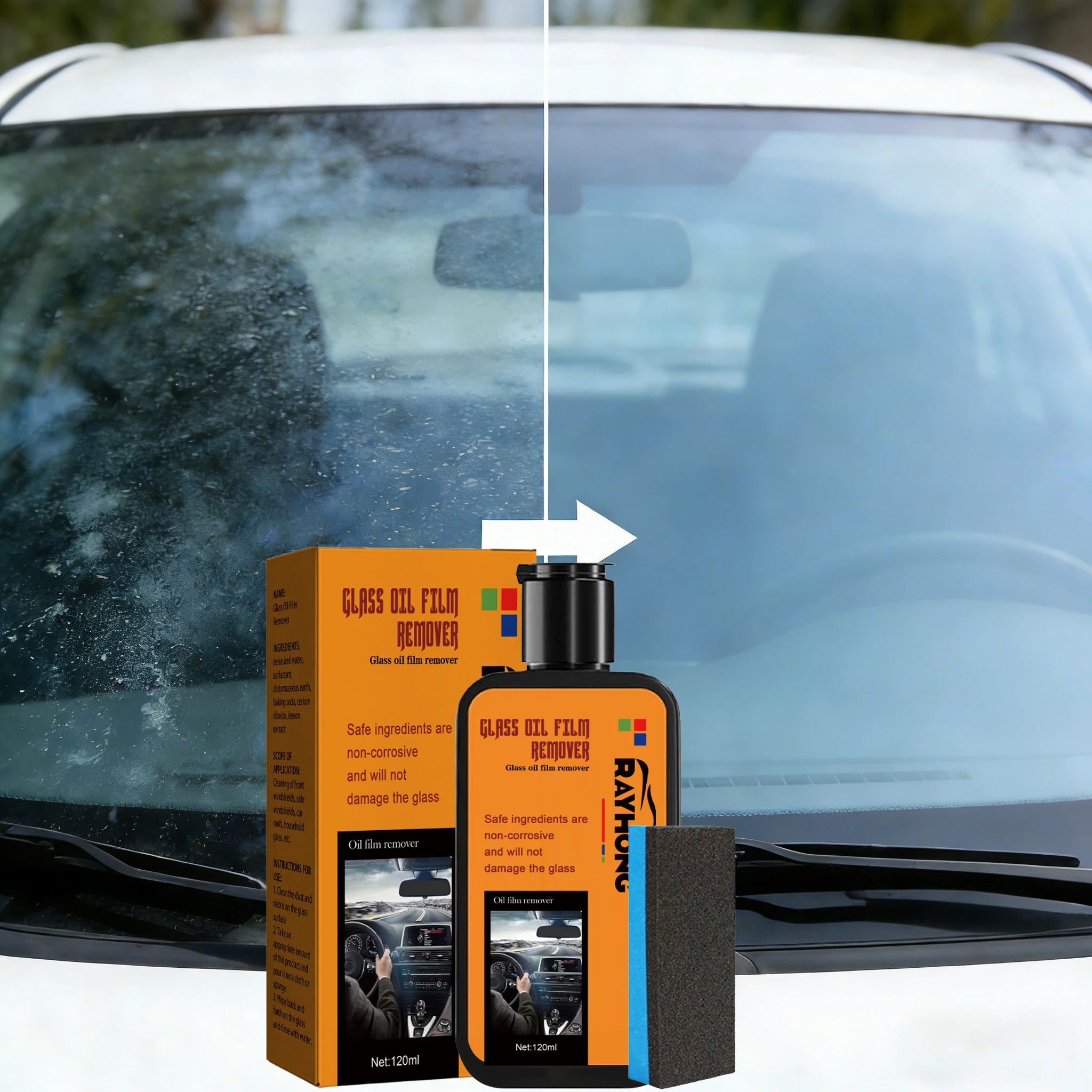 Car Glass Oil Film Remover Glass Polishing Compound Windshield Cleaner Car Glass Polishing Clear Window Auto Detailing