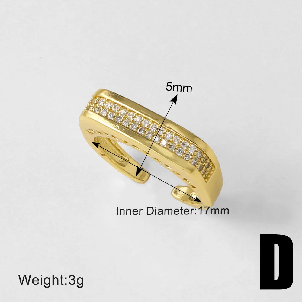 OCESRIO White Crystal Color Block Finger Statement Women Rings Copper Gold Plated Adjust Open Ring Women Fashion Jewelry righ49