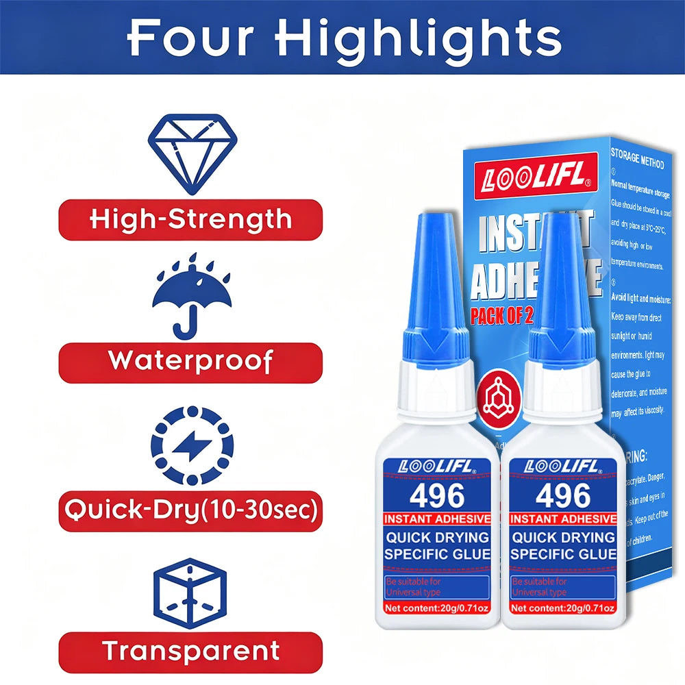 Instant Adhesive Quick Drying Glue Strong Waterproof Glue for Metal Plastic Wood Ceramic Glass Rubber Universal Repair Adhesive