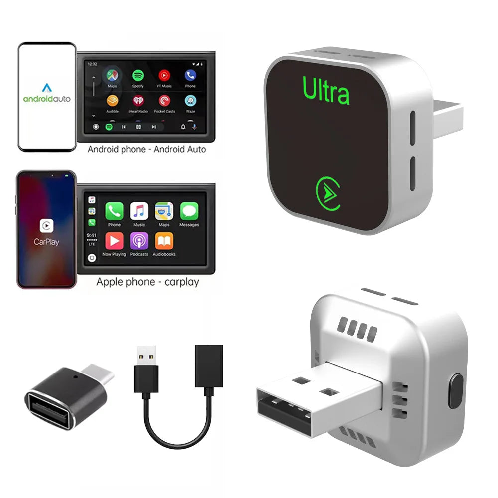Latest 2 in 1 Wireless for Carplay Smart Box USB Dongle Adapter for Android Auto Wired Connection for Carplay To Wireless Plug