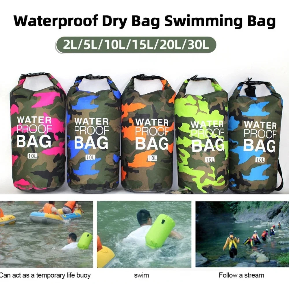 Men's and women's waterproof bags, outdoor sports bags, suitable for swimming, boating, kayaking, rafting and traveling