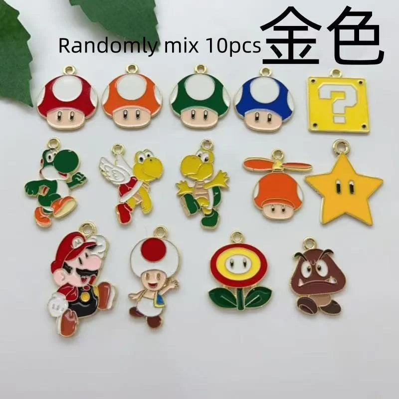 10 pieces/batch of cute cartoon enamel pendants, used for DIY earring jewelry making bracelets earrings handmade accessories