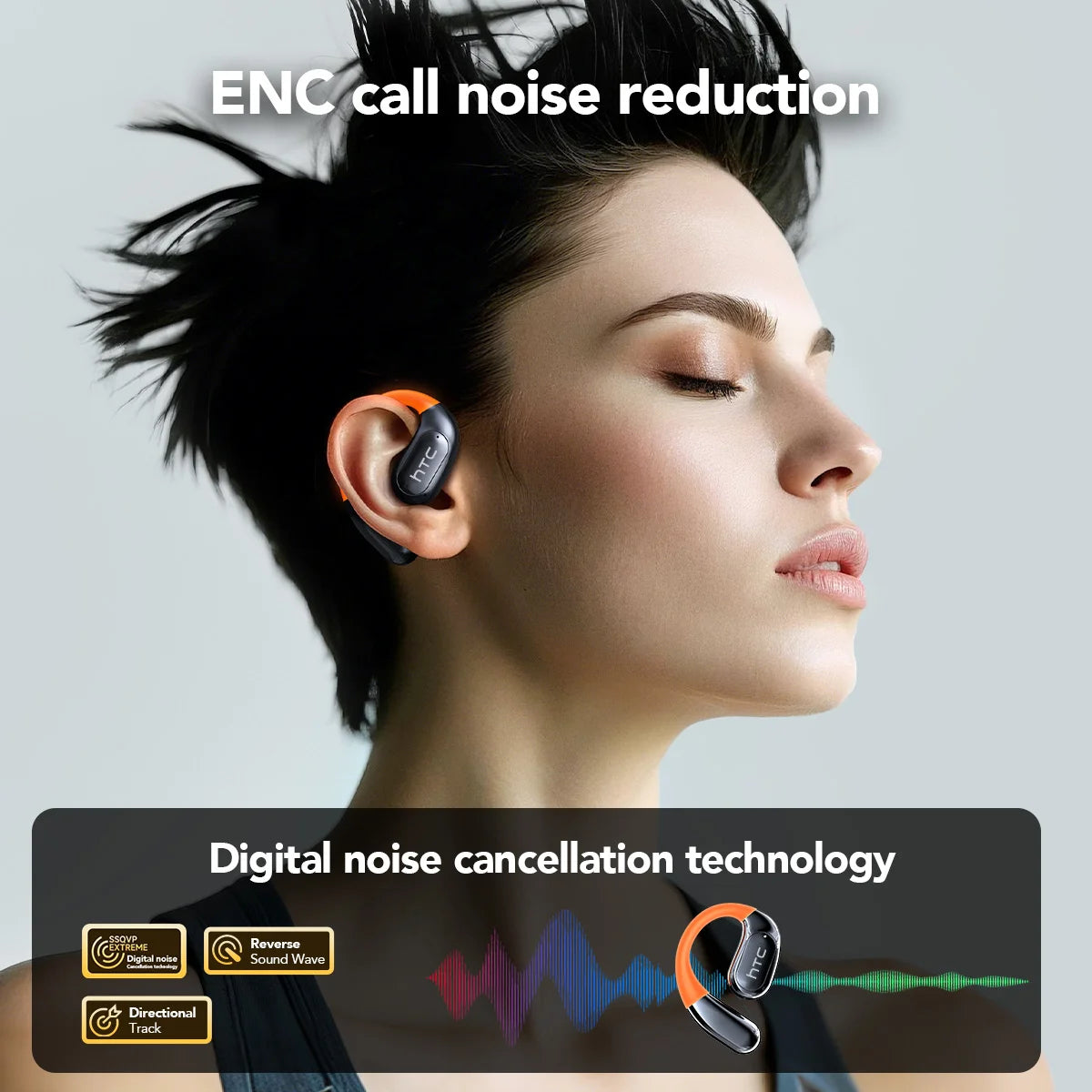 Bluetooth Earphone HTC NE27 AI Translator Wireless Earbud Open Ear High Quality Earphone HD Call HiFi Sound Sport Headset