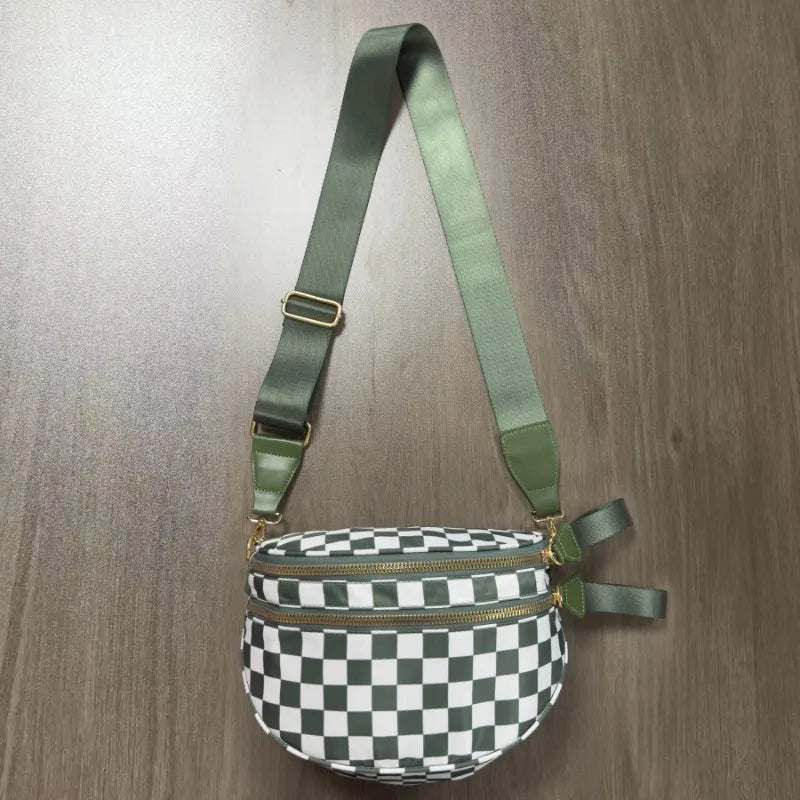 New checkered crossbody bag, shoulder bag, large-capacity shell bag