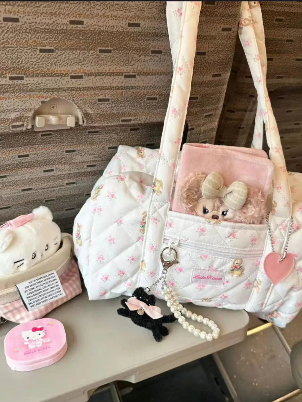 Large Capacity Floral Tote Bag Student Commuter Travel Storage Bag New 2024 Youth Single Shoulder Handheld Plant Floral