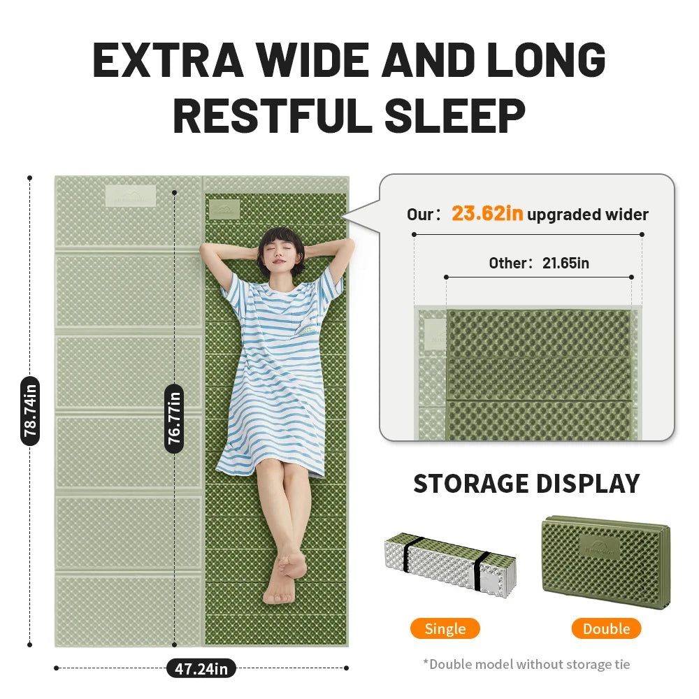 Naturehike 2024 New Camping Mat Winter Warm Moisture Proof Ultralight Sleeping Pad 4 Season Widen Hiking Travel 1-2 Person Mats