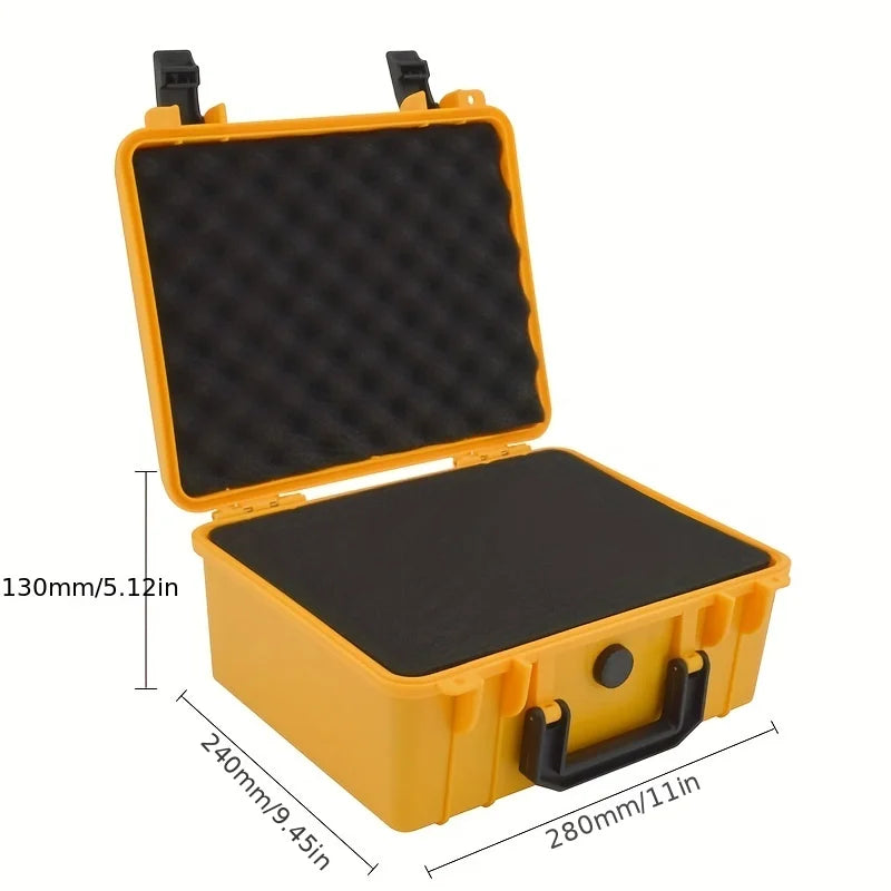 1pc Safety Instrument Tool Box, 280x240x130mm, PP Plastic Storage Toolbox Equipment Tool Case, Outdoor Suitcase With Foam Inside
