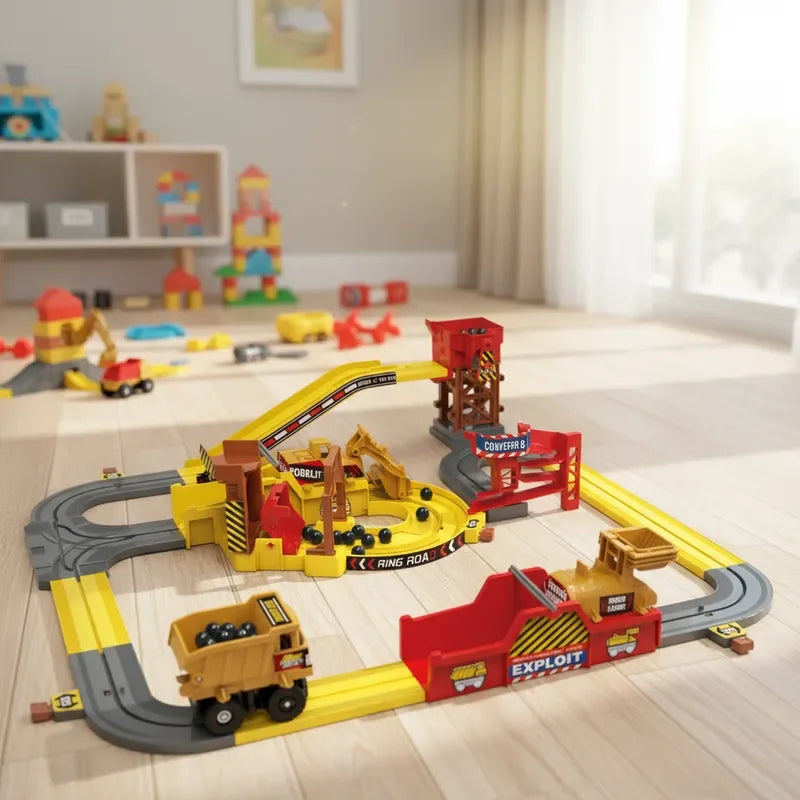 Adventure Powered Mine Cart Track Set Electric Engineering Vehicle Toy Educational Railway Gift Idea Kids Family