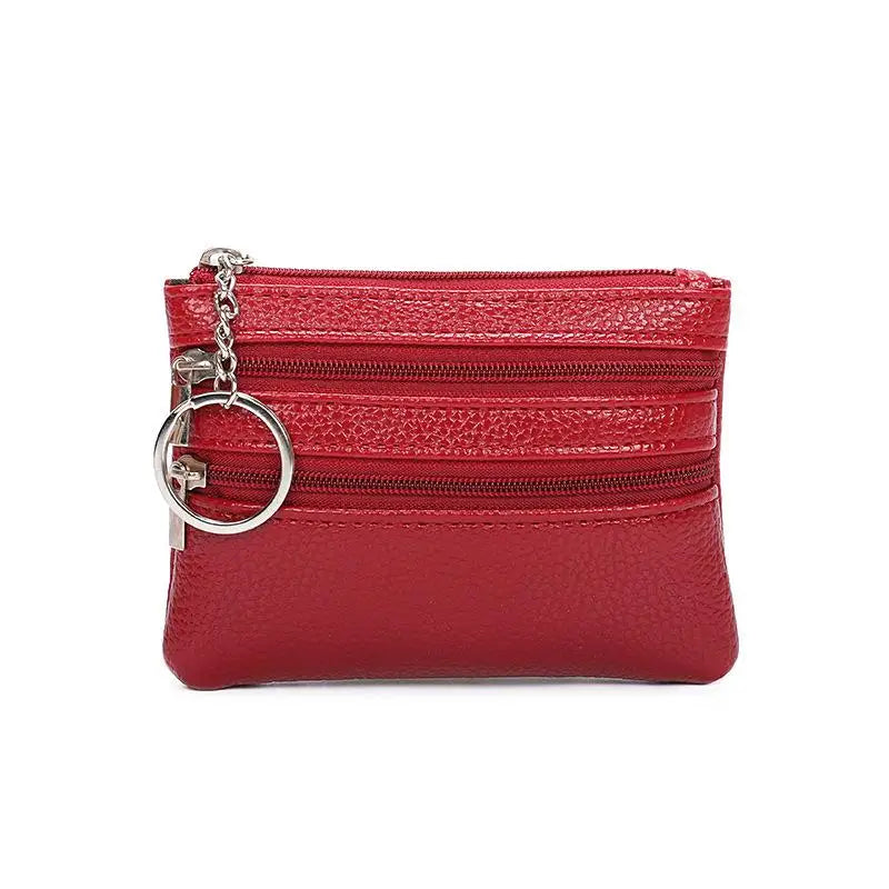 PU Leather Coin Purse Waterproof Anti-scratch Zipper Key Ring Credit Card Holder for Men Daily Use