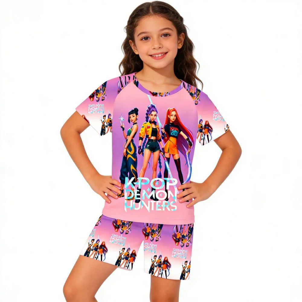 Children's Pajama Set, Short Sleeve, Girls' Clothing, 2-Piece Set, Children's Pajamas, Cute Boys' Pajamas, Ages 3-12