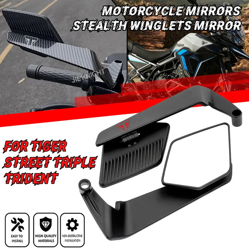 For Tiger 900/900GT 1200 Rocket 3 Street Triple S 765 765RS 765R 1200 TRIDENT 660 Motorcycle Rearview Mirrors Rotate Adjustable