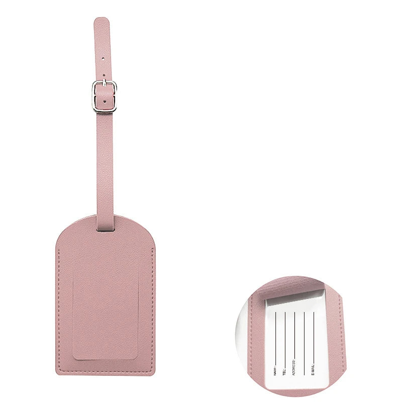 Women Men PU Leather Luggage Tag Suitcase Identifier Label Baggage Boarding Bag Tag Name ID Address Holder Travel Accessorie