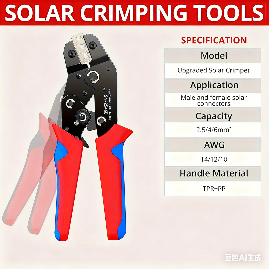 SN-2546B Photovoltaic Crimping Tool Set Wire Crimper Plier Kit Mini Hand Tool Set for 2.5/4/6.0mm² Solar Connectors Clamp