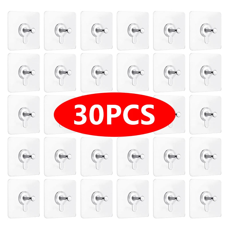 iLMH Transparent Self Adhesive Hook, Waterproof No Drill Picture Hanger, Strong Load Bearing Wall Sticker, for Bathroom Office