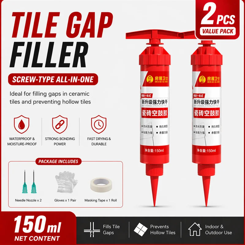Tile Repair Injection Adhesive for Loose & Hollow Tiles, No Drill Tile Repair Glue, Fast Fix for Ceramic Floor Tiles
