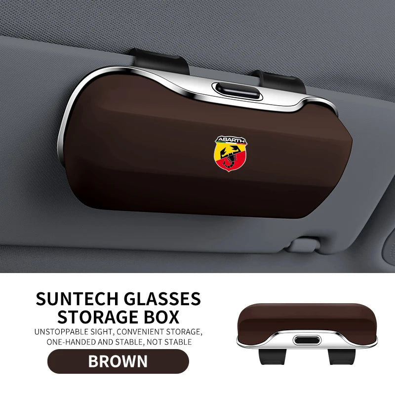 Car Eyewear Case Box Sunglasses Holder Sun Visor Storage Protective Frame Box Glasses Clip For Fiat Abarth 695 595 124 Spider