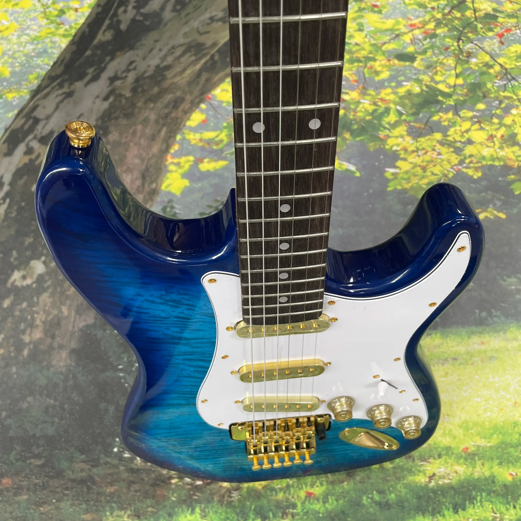 Classic style, blue ST electric guitar, gold hardware guitars 6 strings guitarra