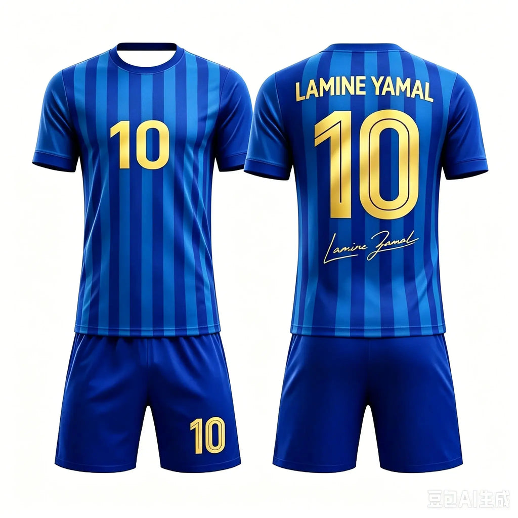 Fashion New Yamal No.10 3D Breathable Football Summer Children's Adult T-shirt Shorts Loose Set Parent Child Clothing