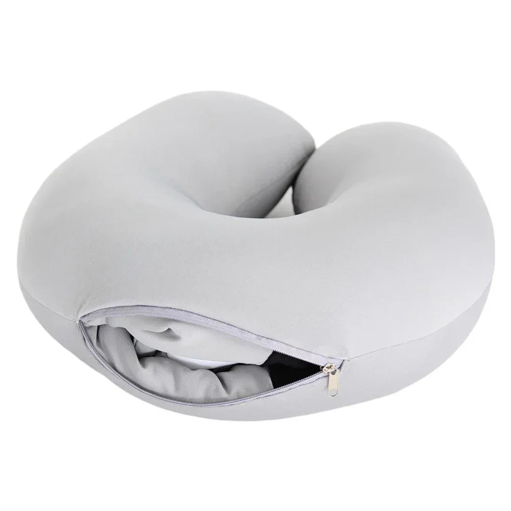 Travel Neck Pillow U-Shaped Plush Pillow Cute Zip and Flip Penguin Deformable Cushion Supports Your Head Neck Chin for Adult
