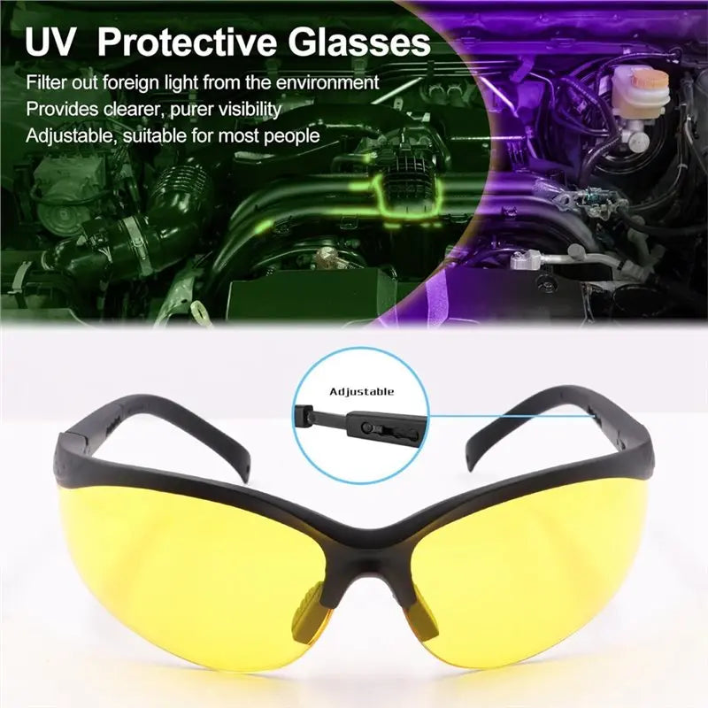 【ORNAMENT】Air Conditioner Leak Detector Kit 68 LED UV Dye Car Tool With Protective Glasses For Automotive AC Systems Detection