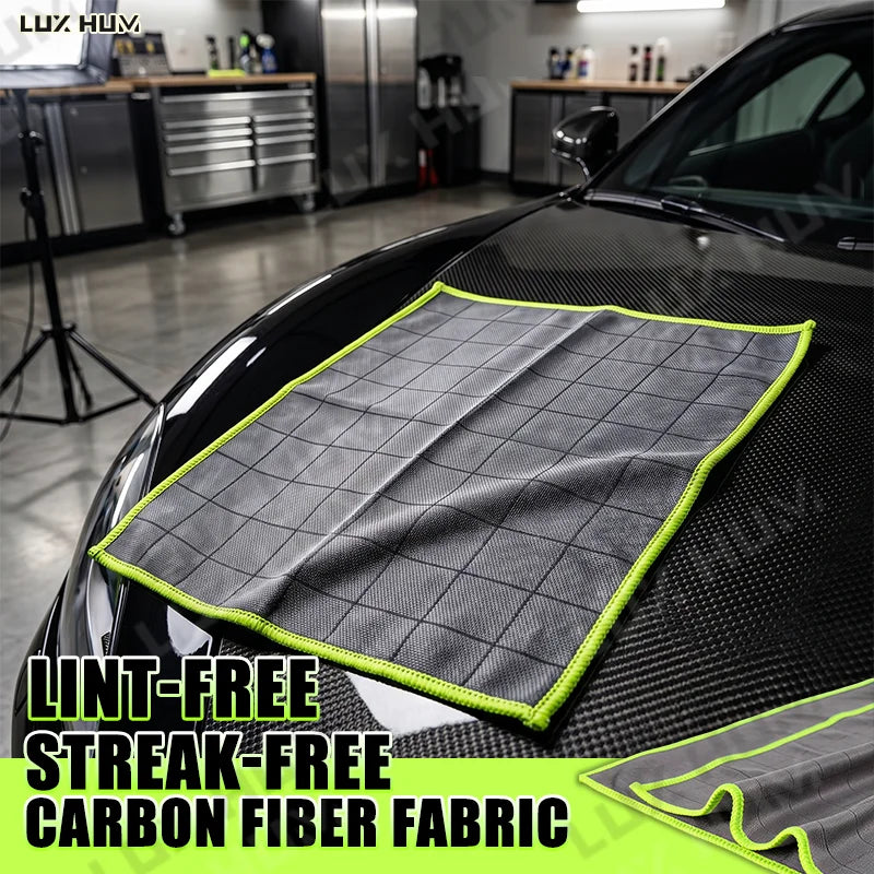 Carbon Fiber Car Cleaning Towel Lint-Free Streak-Free Soft Drying Cloth for Auto Detailing Multifunctional Window Glass Wash Rag