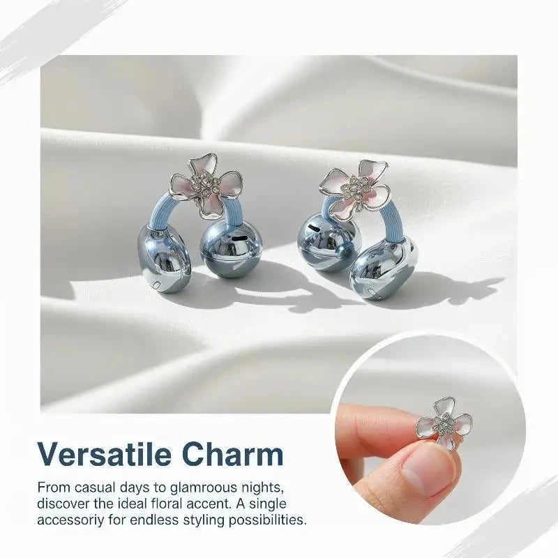 Elegant Rhinestone Flower Ear Hook Clip On for FreeClip 1 2 Earbuds Jewelry Style Bling Decoration Gift Accessory