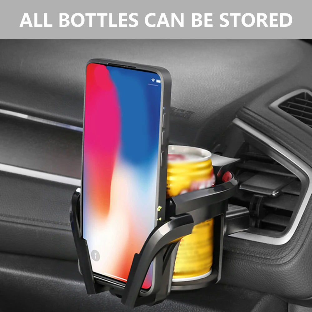 Car Cup Holder Air Vent Outlet 2 in 1 Coffee Bottle Holder and Car Phone Mount Universal Accessories Cups Car Vents Cup Rack