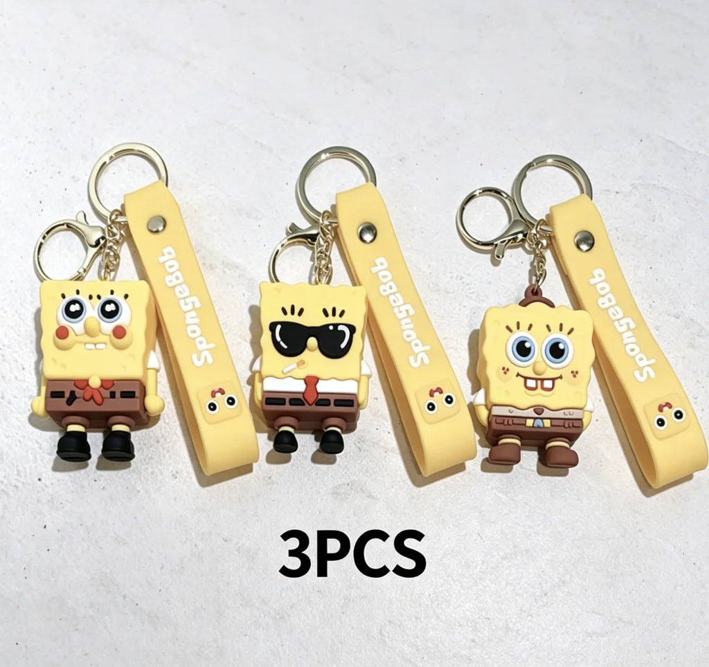 Kawaii Anime Spongebob Squarepants Patrick Star PVC Keychain Backpack Decoration Birthday Gift For Children