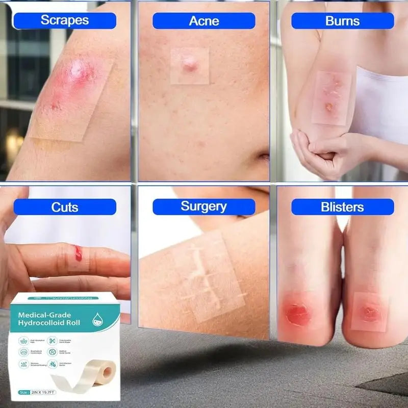 {YY30} 1 Roll Hydrocolloid Band Aid Dressings For Effective Wound Care Extra Thin Soft Waterproof Self-Adhesive Scar Cover Tape