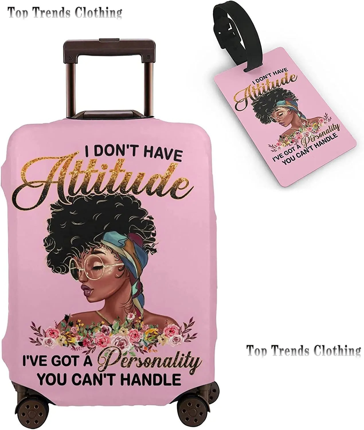 Travel Suitcase Protector African American Woman Elastic Protective Washable Luggage Cover With Concealed Zipper For 18-32 Inch