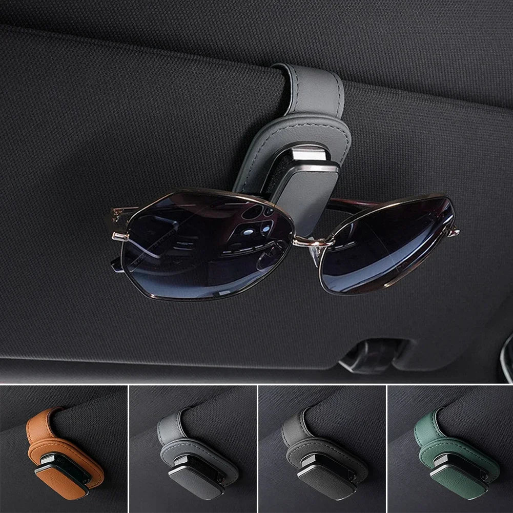 Car Eyeglass Storage Clip Card Ticket Holder Super Fiber Leather Sun Visor Sunglasses Holder Auto Interior Accessories
