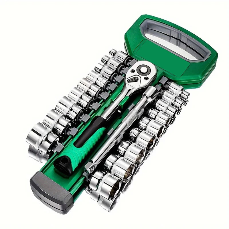 Galacok CRV Ratchet Spanner 3/8 Automotive Mechanic Tool Box Set Garage Car Repair Socket Wrench Set DIY Workshop Hand Tools