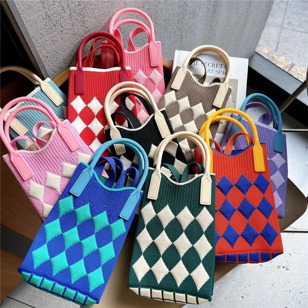 Love mobile phone bag female Korean version knitted sweet hand carry messenger versatile student small change bag storage messen