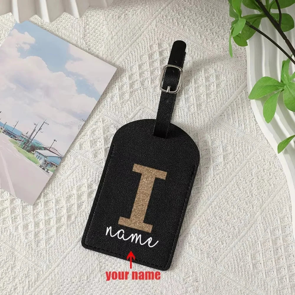 Personalized Simple A-Z Initial Custom Name Luggage Tag, Durable Creative Travel ID Card Holder, Ideal Travel Gift