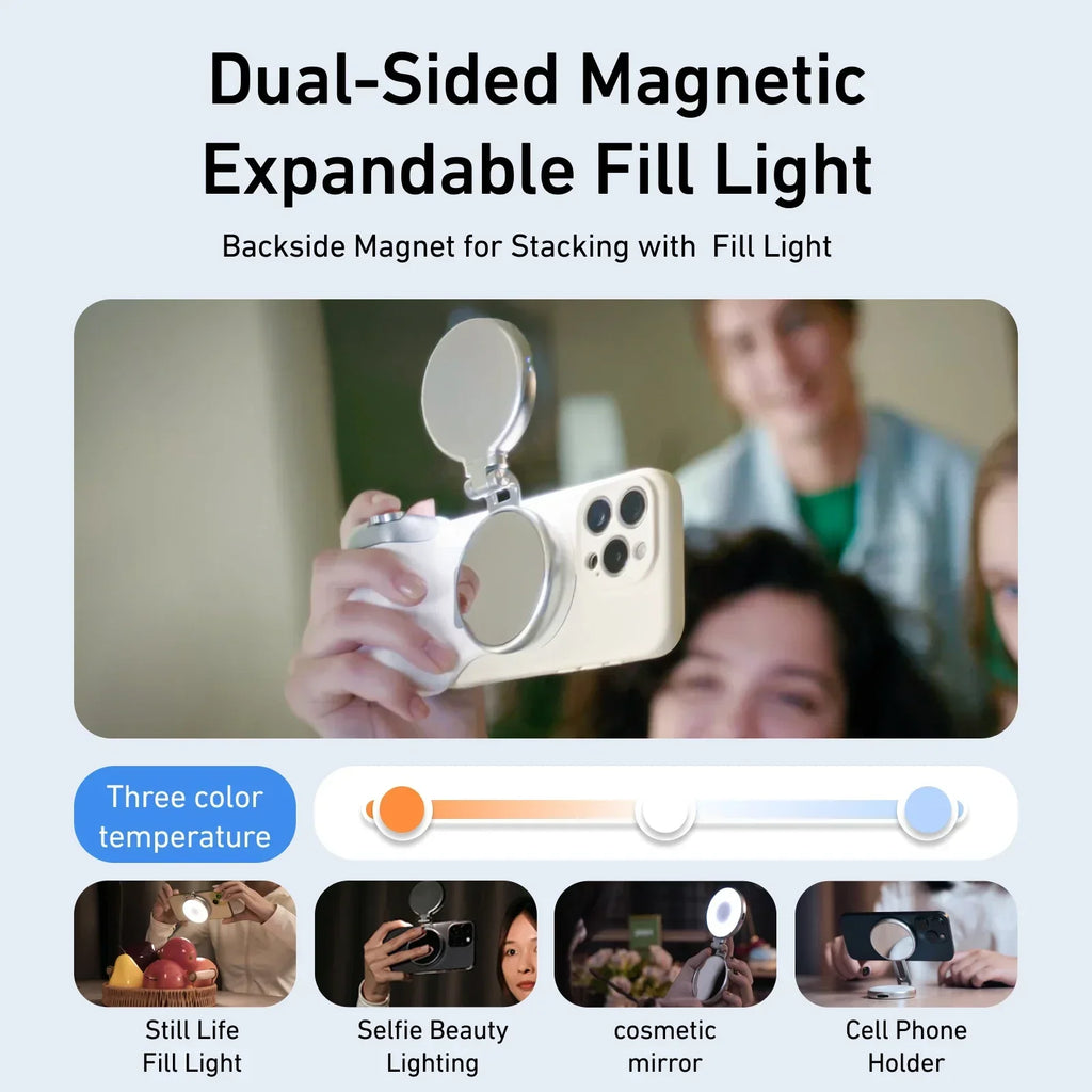 Magnetic Phone Camera Shoot Hand Grip BT Remote Control Handle for Vlogs and Selfies Compatible with Iphone 17/16/15/14 Pro Max