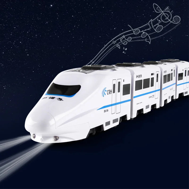 Harmony Railcar Simulation High-speed Railway Train Toys 3D Electric Bullet Train with Light Model Building Toy GIft Car for Kid
