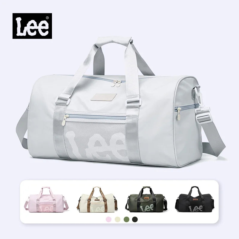LEE Gym Duffel Bag Short Trip Luggage Travel Bag Unisex Waterproof Large Size Sport Training Dry Wet Bag with Shoe Compartment