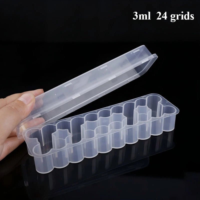 3/5/7/10ML Vial Storage Box 2/10/24 Grids Peptide Freezer Tube Container Refrigerator Organizer Plastic 3ml Vial Box Stackable