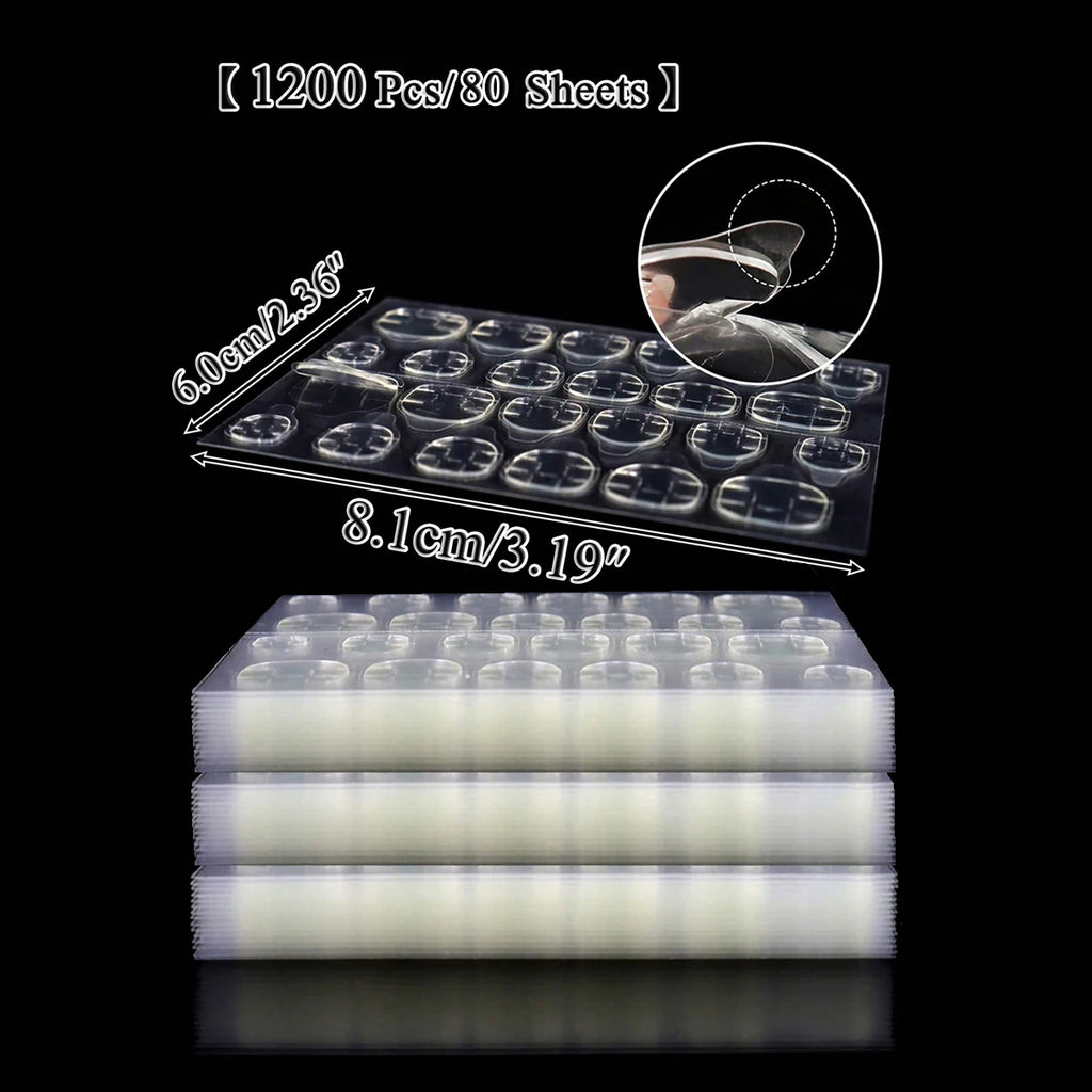 30 TO 160 Sheets Transparent Nail Adhesive Jelly Double-Sided Glue Stickers for Press On Nails & False Nails (24 Pills/Sheet)