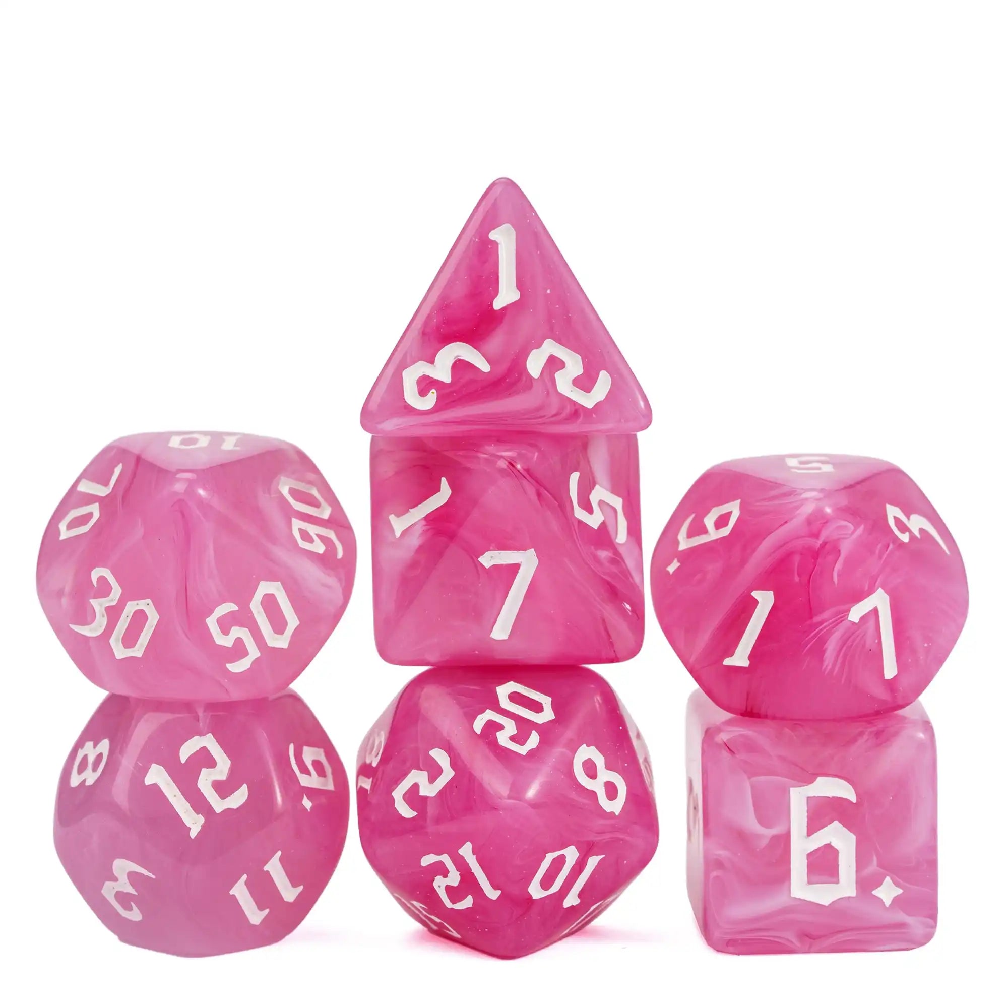 DND Glitter Dice Set 7Pcs/Set Sickle Font D4 D6 D8 D10 D% D12 D20 Polyhedral Dice for Dungeons&Dragons Role Playing Board Games