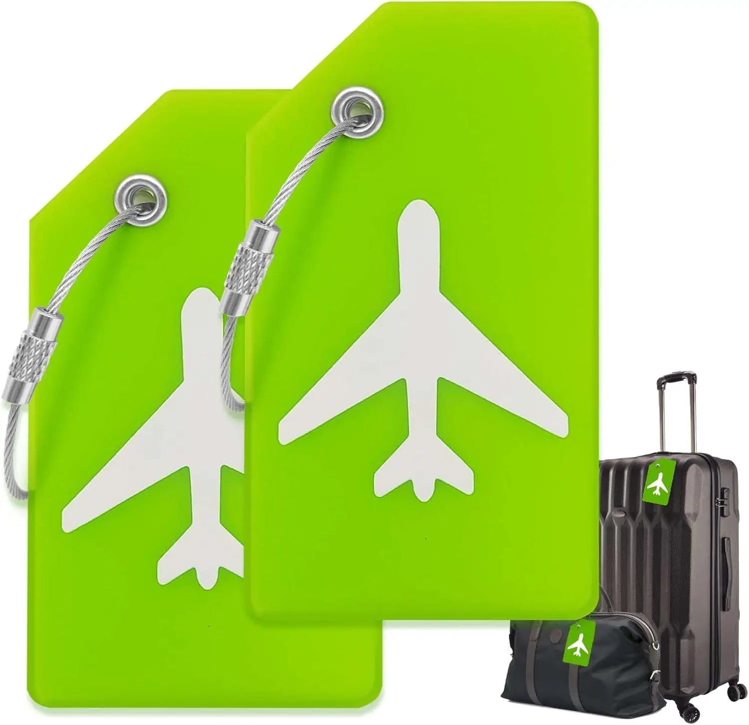 2 Pack Airplane Silicone Luggage Tags for Suitcases Travel Bag Tags for Luggage Baggage Suitcase Tags with Privacy Name ID Card