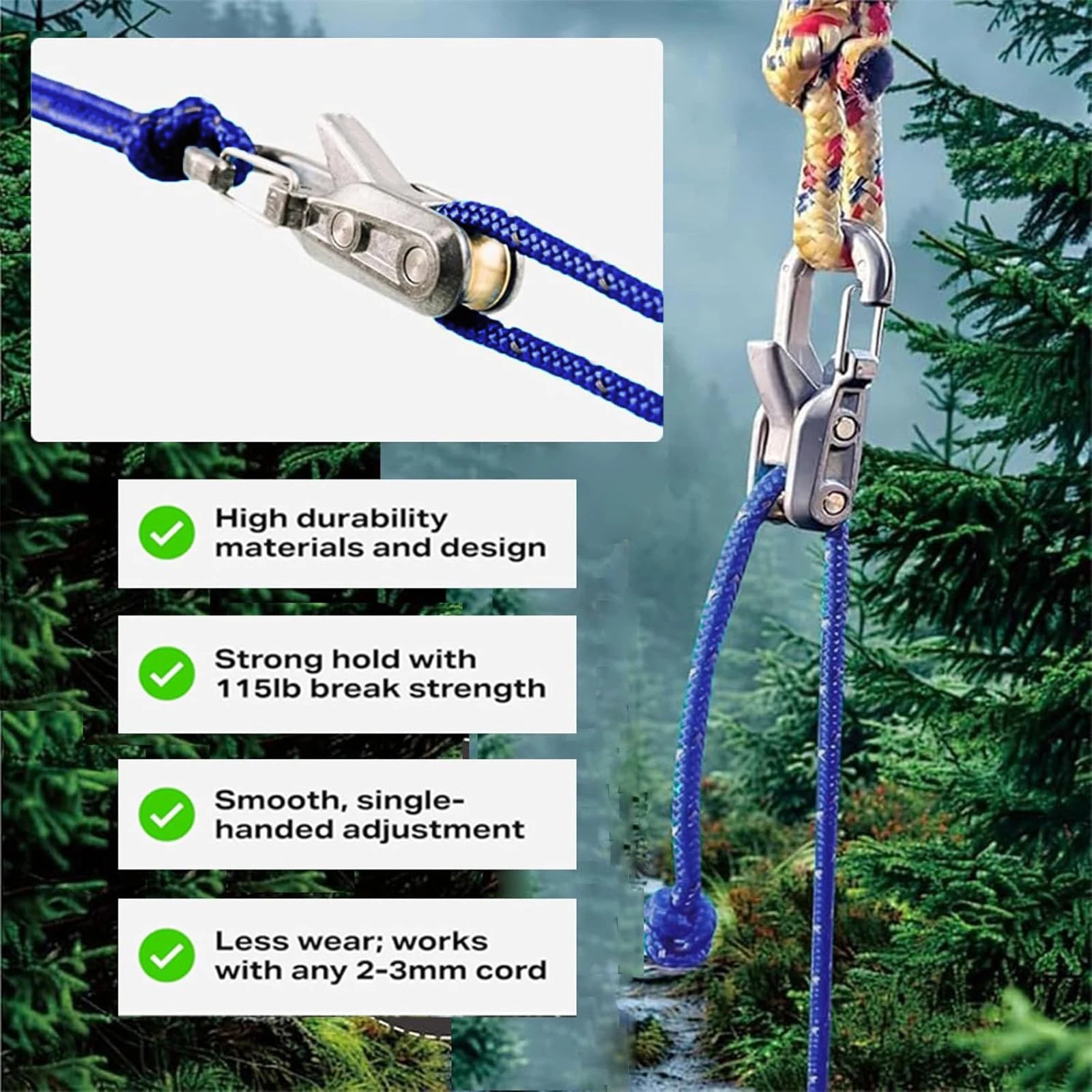 2/4/6Pack Paracord Adjusters,ope Tightening Tool & Tensioner,Rope with Roller Tensioner Heavy-Duty Tie Down for Camping, Tarps
