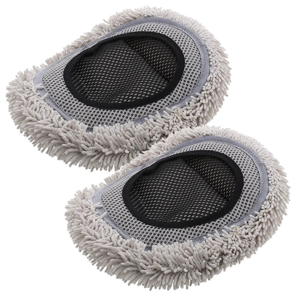 2Pcs Soft Chenille Car Wash Brush Head Replacement for Curved Stretchable Car Wash Mop Dense Fiber Cleaning Tool for Cars Trucks