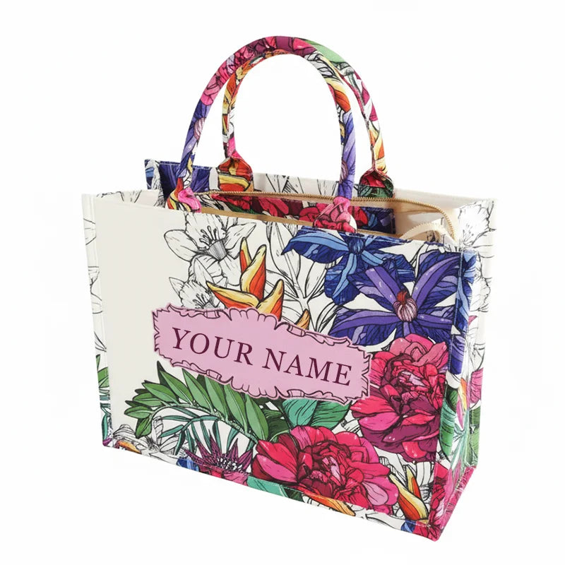 2026 New Personalized Custom Women's Tote Bag, Canvas Printed Handbag, Large Capacity Beach Bag