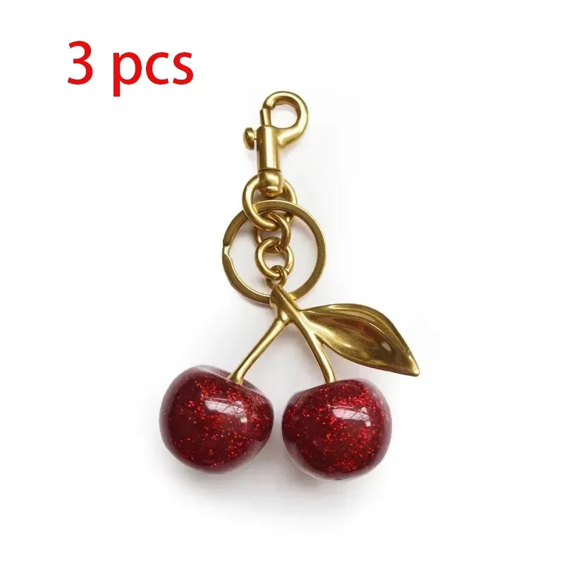 Crystal Cherry Pendants, Suitable for Coach Bags, Women's Handbags, Shoulder Bags, and Keychain Accessories