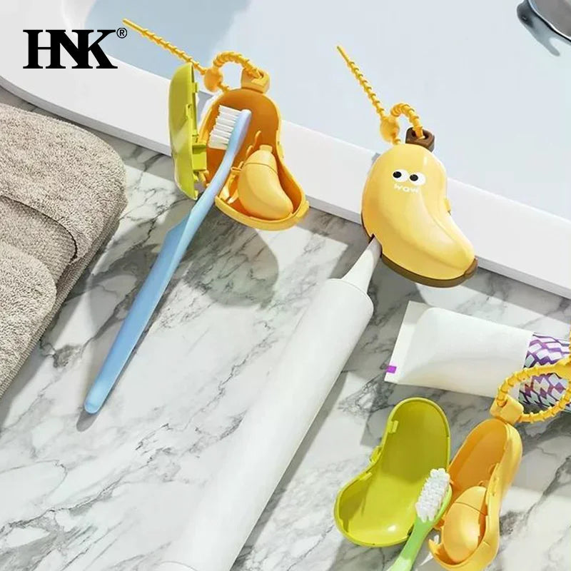 Banana Toothbrush Head Protective Cover With Toothpaste Compartment Toothbrush Dust Clamp Portable Travel Style Storage Box
