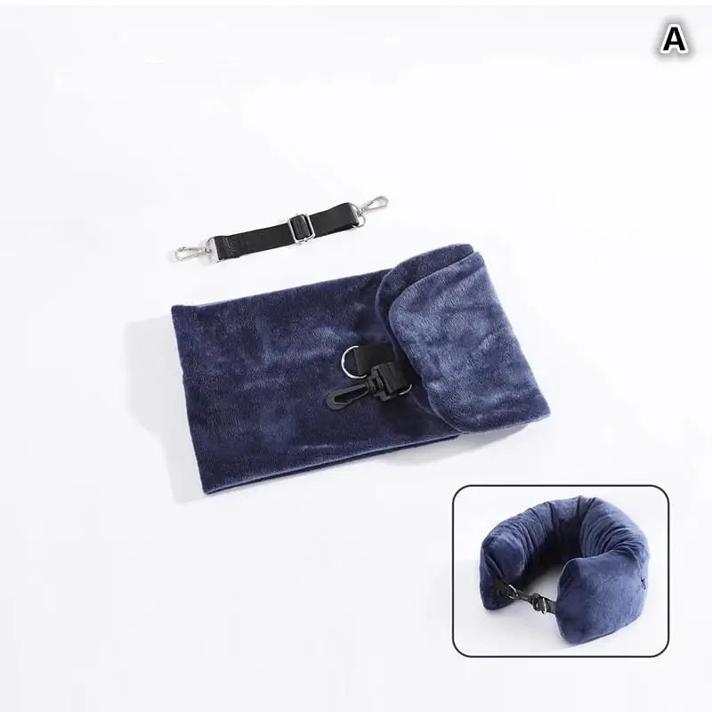 Travel Neck Pillow With Fillable Clothing Storage Bag U-Shaped Pillowcase Crystal Fleece Neck Pillow Cover For Airplane Travel