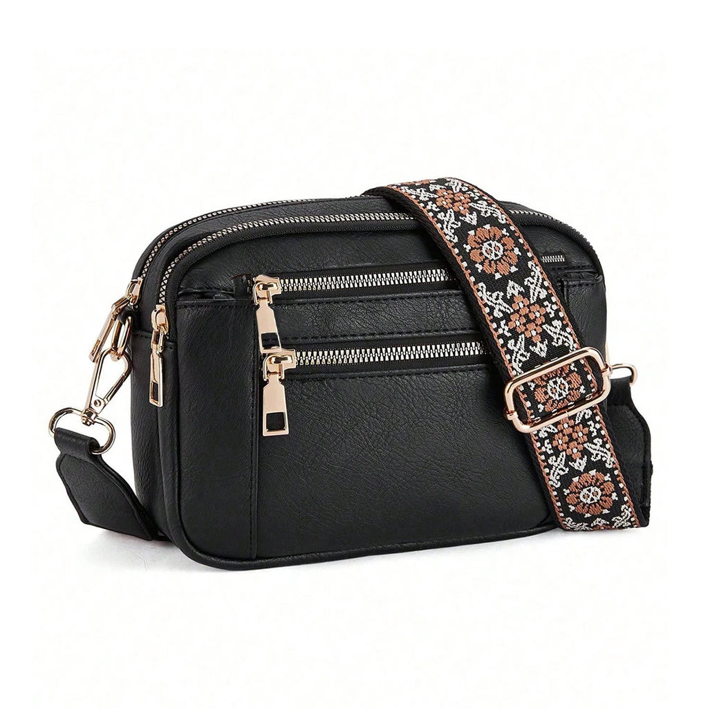 Retro fashion classic, women's multifunctional bag, zipper shoulder strap crossbody bag, small square bag, suitable for office w